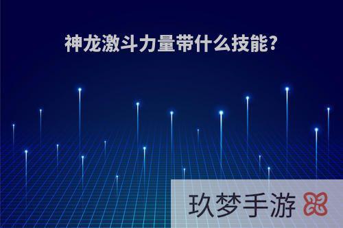 神龙激斗力量带什么技能?