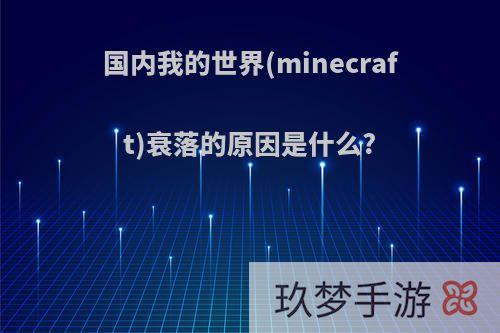 国内我的世界(minecraft)衰落的原因是什么?