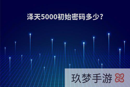 泽天5000初始密码多少?