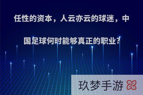 任性的资本，人云亦云的球迷，中国足球何时能够真正的职业?