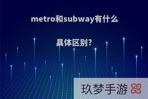 metro和subway有什么具体区别?