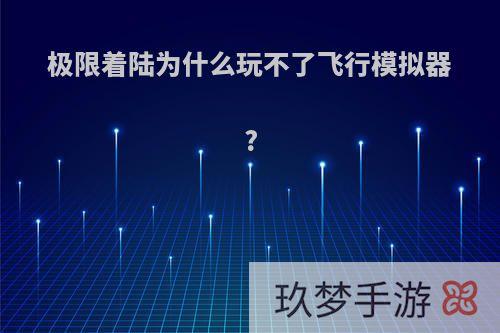 极限着陆为什么玩不了飞行模拟器?