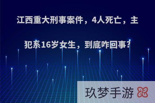 江西重大刑事案件，4人死亡，主犯系16岁女生，到底咋回事?