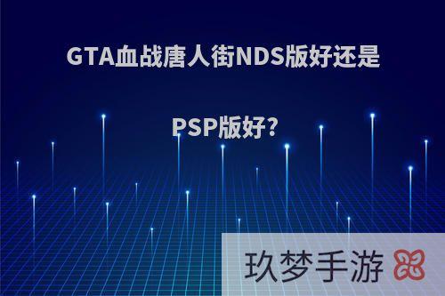 GTA血战唐人街NDS版好还是PSP版好?