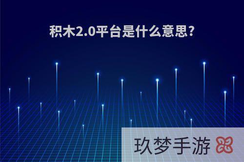 积木2.0平台是什么意思?