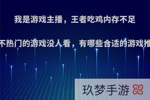 我是游戏主播，王者吃鸡内存不足，不热门的游戏没人看，有哪些合适的游戏推荐?