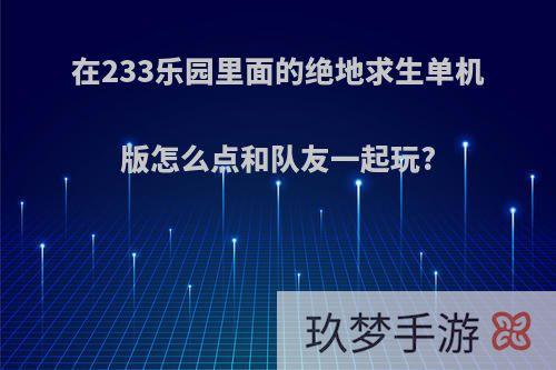 在233乐园里面的绝地求生单机版怎么点和队友一起玩?