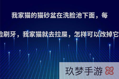 我家猫的猫砂盆在洗脸池下面，每次我去洗脸刷牙，我家猫就去拉屎，怎样可以改掉它这个习惯?