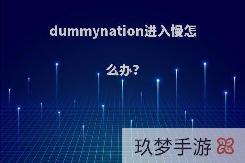 dummynation进入慢怎么办?