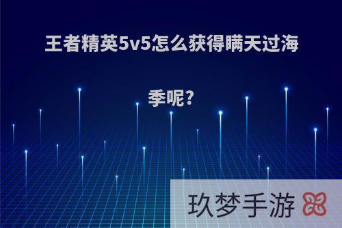 王者精英5v5怎么获得瞒天过海季呢?