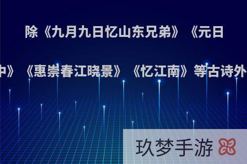 除《九月九日忆山东兄弟》《元日》《清明》《三衢道中》《惠崇春江晓景》《忆江南》等古诗外，还有什么绝句古诗?