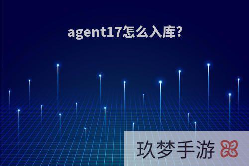 agent17怎么入库?