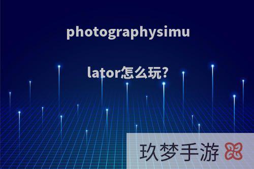 photographysimulator怎么玩?