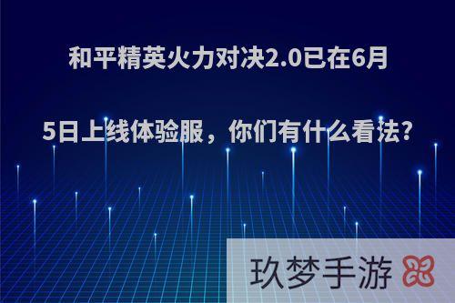 和平精英火力对决2.0已在6月5日上线体验服，你们有什么看法?