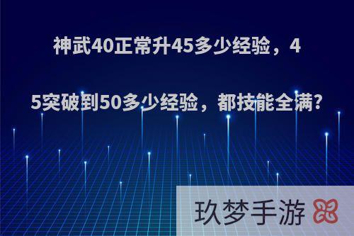 神武40正常升45多少经验，45突破到50多少经验，都技能全满?