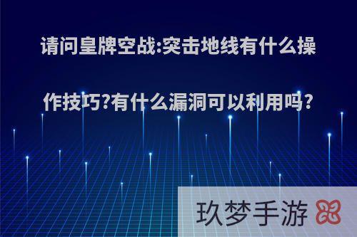 请问皇牌空战:突击地线有什么操作技巧?有什么漏洞可以利用吗?