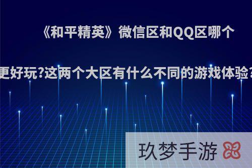 《和平精英》微信区和QQ区哪个更好玩?这两个大区有什么不同的游戏体验?