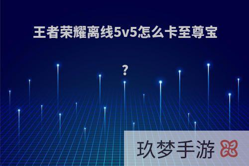 王者荣耀离线5v5怎么卡至尊宝?