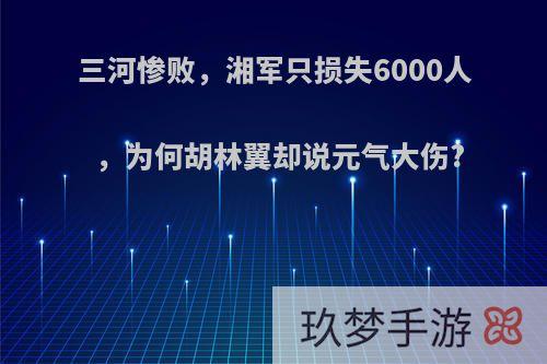 三河惨败，湘军只损失6000人，为何胡林翼却说元气大伤?