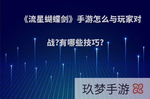 《流星蝴蝶剑》手游怎么与玩家对战?有哪些技巧?