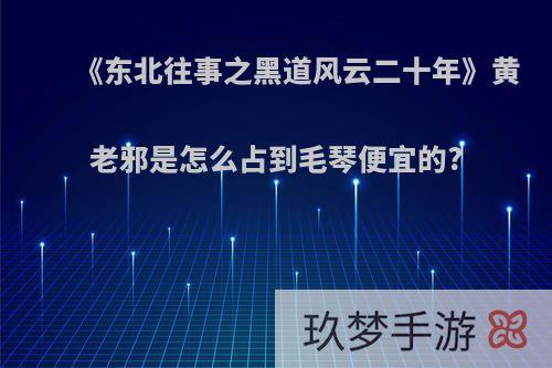 《东北往事之黑道风云二十年》黄老邪是怎么占到毛琴便宜的?