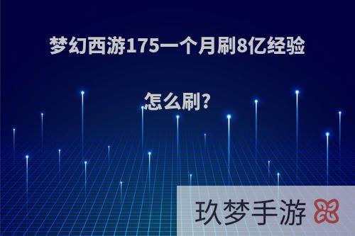 梦幻西游175一个月刷8亿经验怎么刷?