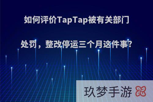 如何评价TapTap被有关部门处罚，整改停运三个月这件事?