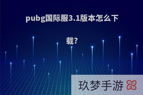 pubg国际服3.1版本怎么下载?