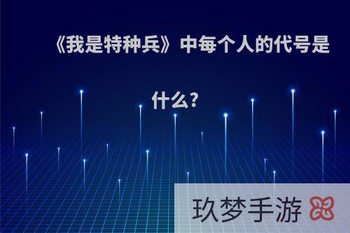 《我是特种兵》中每个人的代号是什么?