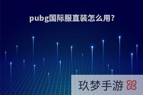 pubg国际服直装怎么用?