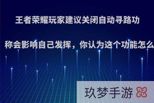 王者荣耀玩家建议关闭自动寻路功能，称会影响自己发挥，你认为这个功能怎么样?