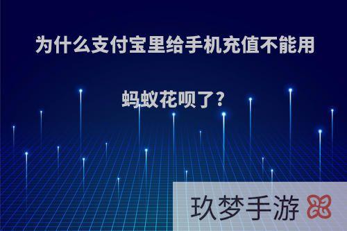 为什么支付宝里给手机充值不能用蚂蚁花呗了?