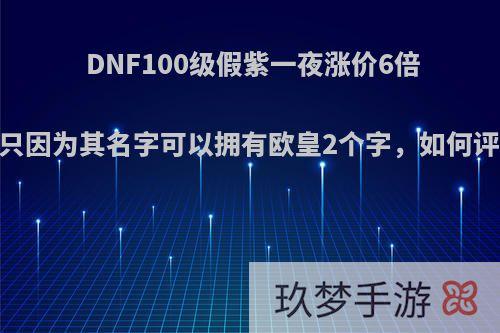 DNF100级假紫一夜涨价6倍，只因为其名字可以拥有欧皇2个字，如何评价?