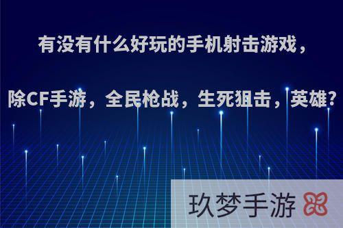 有没有什么好玩的手机射击游戏，除CF手游，全民枪战，生死狙击，英雄?