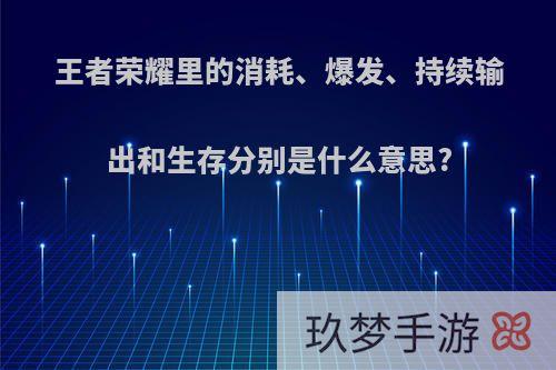 王者荣耀里的消耗、爆发、持续输出和生存分别是什么意思?