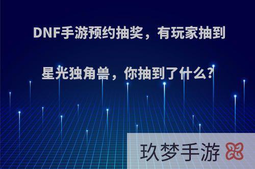 DNF手游预约抽奖，有玩家抽到星光独角兽，你抽到了什么?