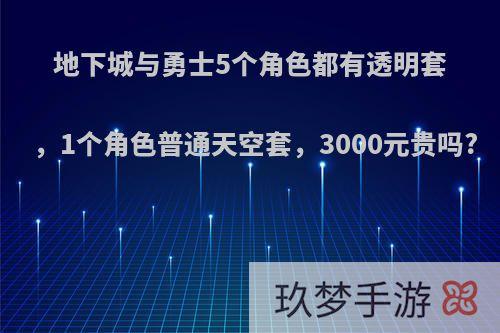 地下城与勇士5个角色都有透明套，1个角色普通天空套，3000元贵吗?