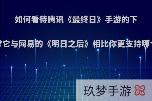 如何看待腾讯《最终日》手游的下架?它与网易的《明日之后》相比你更支持哪个?