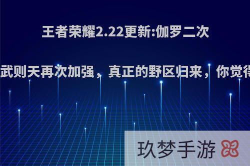 王者荣耀2.22更新:伽罗二次削弱，武则天再次加强，真正的野区归来，你觉得如何?