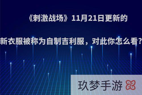 《刺激战场》11月21日更新的新衣服被称为自制吉利服，对此你怎么看?