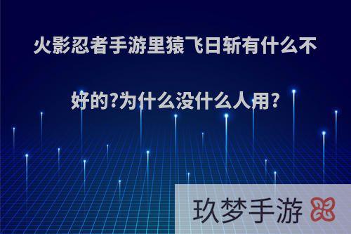 火影忍者手游里猿飞日斩有什么不好的?为什么没什么人用?