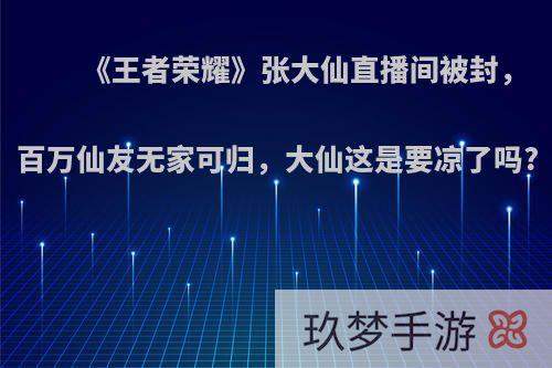 《王者荣耀》张大仙直播间被封，百万仙友无家可归，大仙这是要凉了吗?