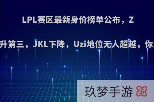 LPL赛区最新身价榜单公布，Zoom荣升第三，JKL下降，Uzi地位无人超越，你怎么看?