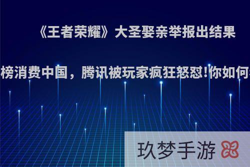 《王者荣耀》大圣娶亲举报出结果，上榜消费中国，腾讯被玩家疯狂怒怼!你如何看待?