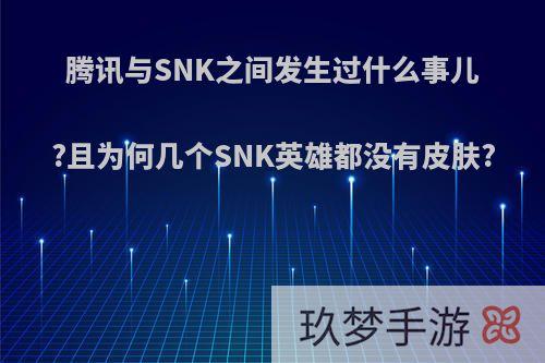 腾讯与SNK之间发生过什么事儿?且为何几个SNK英雄都没有皮肤?