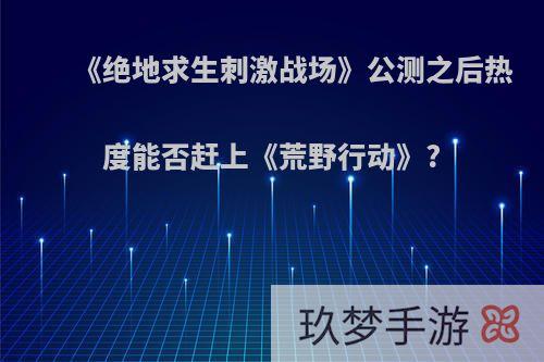 《绝地求生刺激战场》公测之后热度能否赶上《荒野行动》?