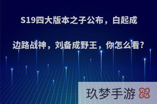 S19四大版本之子公布，白起成边路战神，刘备成野王，你怎么看?