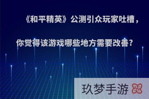 《和平精英》公测引众玩家吐槽，你觉得该游戏哪些地方需要改善?