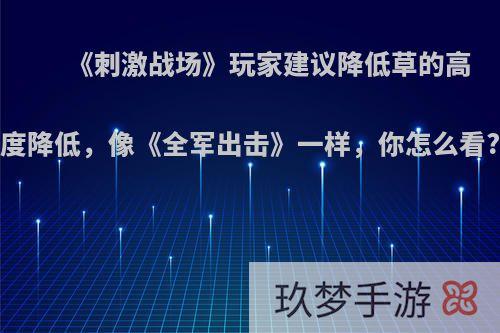 《刺激战场》玩家建议降低草的高度降低，像《全军出击》一样，你怎么看?