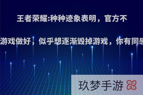 王者荣耀:种种迹象表明，官方不想把游戏做好，似乎想逐渐毁掉游戏，你有同感吗?